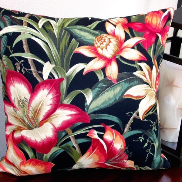 Pillows Indoor Outdoor 18 Inch Tommy Bahama Fabric Black Hawaiian Tropical Hibiscus Flower Throw Pillow Set Of 2 Pillows Indoor Outdoor 18 Inch Tommy Bahama Fabric Black Hawaiian Tropical Hibiscus Flower Throw Pillow Set Of 2