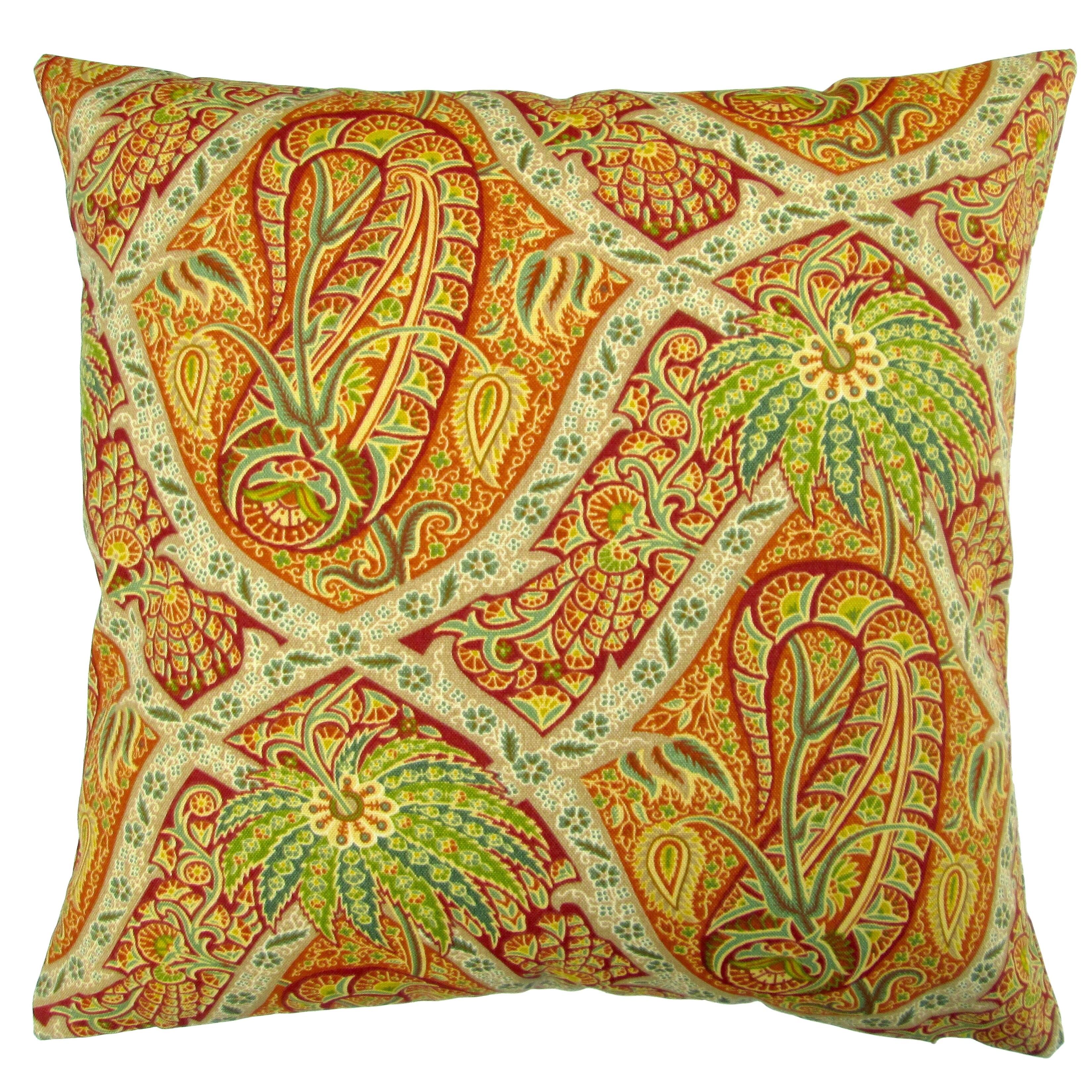 Shop Artisan Pillows Outdoor 18-inch Tommy Bahama Fabric Orange Paisley ...