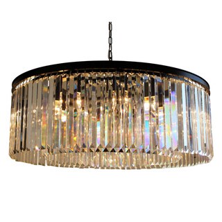 D'Angelo 12-Light Round Fringe Clear Crystal Chandelier - N/A (Black) - Chandeliers For Bedrooms by Overstock.com