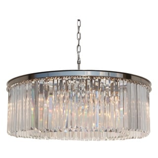D'Angelo 12-Light Round Fringe Clear Crystal Chandelier - N/A (Brushed Nickel) - Chandeliers For Bedrooms by Overstock.com