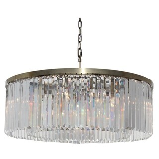 D'Angelo 12-Light Round Fringe Clear Crystal Chandelier - N/A (Antique Brass) - Chandeliers For Bedrooms by Overstock.com