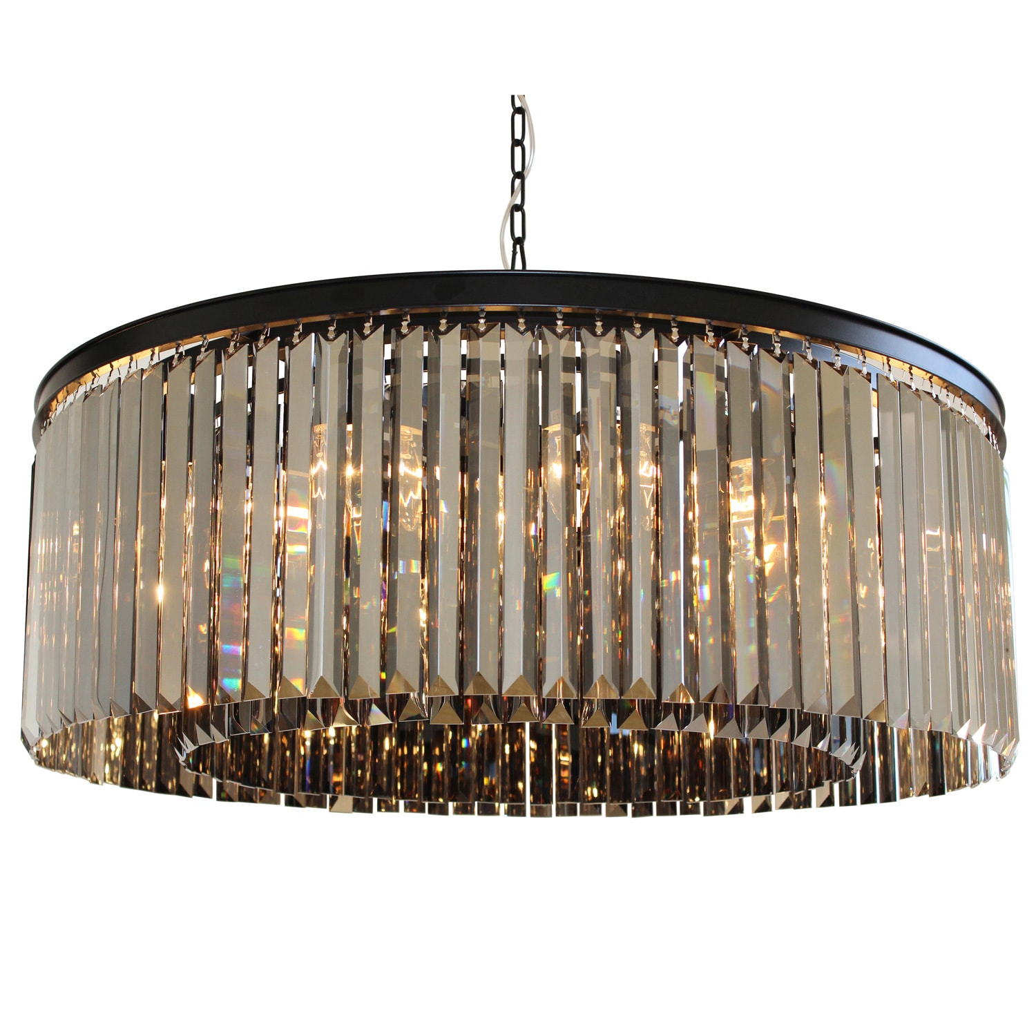 D'Angelo 12-Light Round Fringe Smoked Crystal Chandelier - N/A (D'Angelo 12-Light Fringe Smoked Crystal Chandelier) - Chandeliers For Bedrooms by Overstock.com