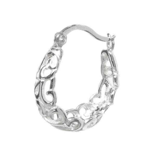 17mm x 24mm Jewel Tie 925 Sterling Silver Oval Filigree Hoop Earrings 17mm x 24mm Jewel Tie 925 Sterling Silver Oval Filigree Hoop Earrings