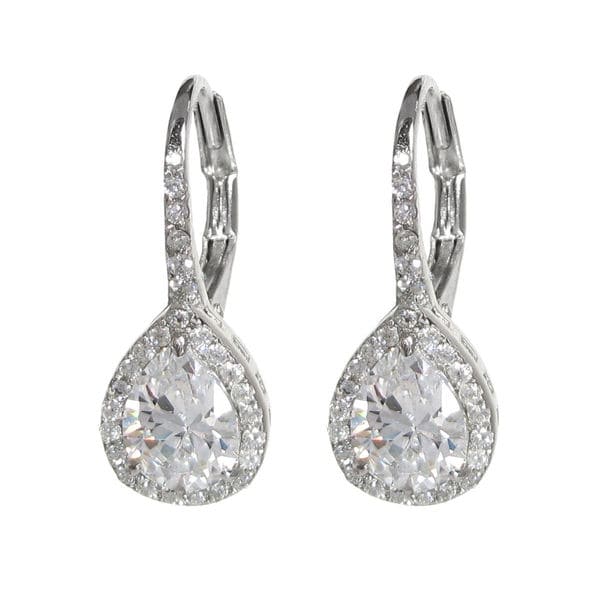 Queenberry Sterling Silver Cubic Zirconia Teardrop Earrings Queenberry Sterling Silver Cubic Zirconia Teardrop Earrings