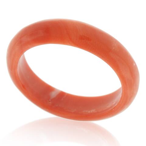 Suzy Levian Italian Hand Carved 6.3ct Natural Coral Gem Eternity Band Ring