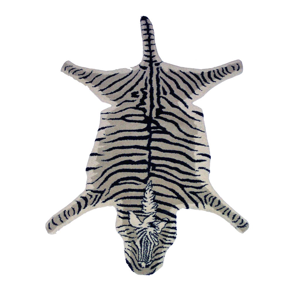 Handmade Wool Zebra Shaped Area Rug India Handmade Wool Zebra Shaped Area Rug