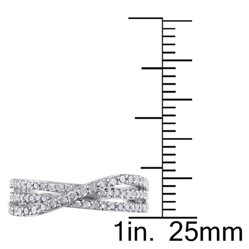 Miadora Sterling Silver 1/2ct TDW Diamond Cross Over Ring - White J-K - White J-K