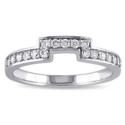 Miadora 14k White Gold 1/4ct TDW Diamond Contour Wedding Band - White G-H