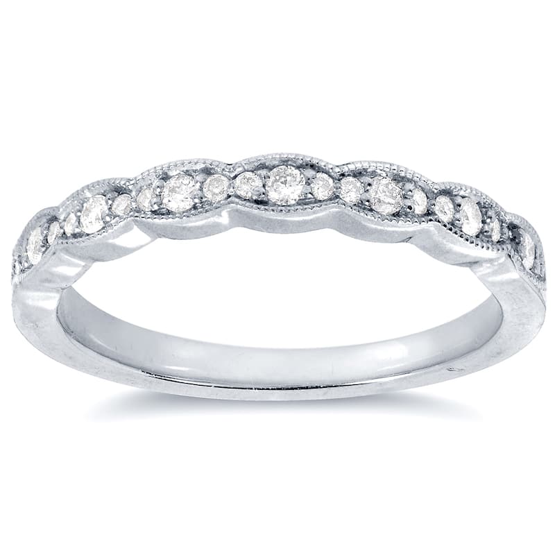 Annello by Kobelli 14k White Gold 1/6ct TDW Round-cut Diamond Wedding Band - 4