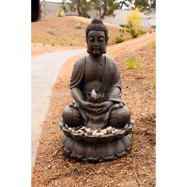 Brown Buddha Water Feature with LED Lights