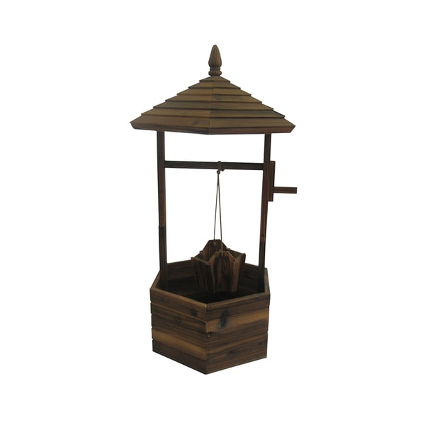 Brown 45 inch Wooden Wishing Well Planter