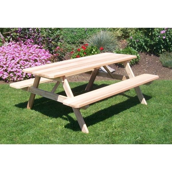 Classic Cedar Picnic Table with Attached Benches. Opens flyout.
