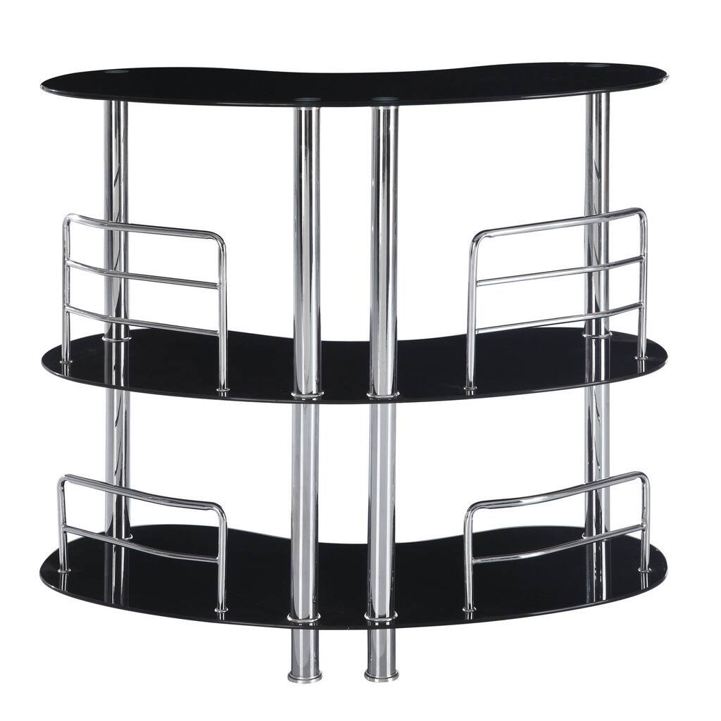 Contemporary Bar Table with Black Surfaces and Metal Accents