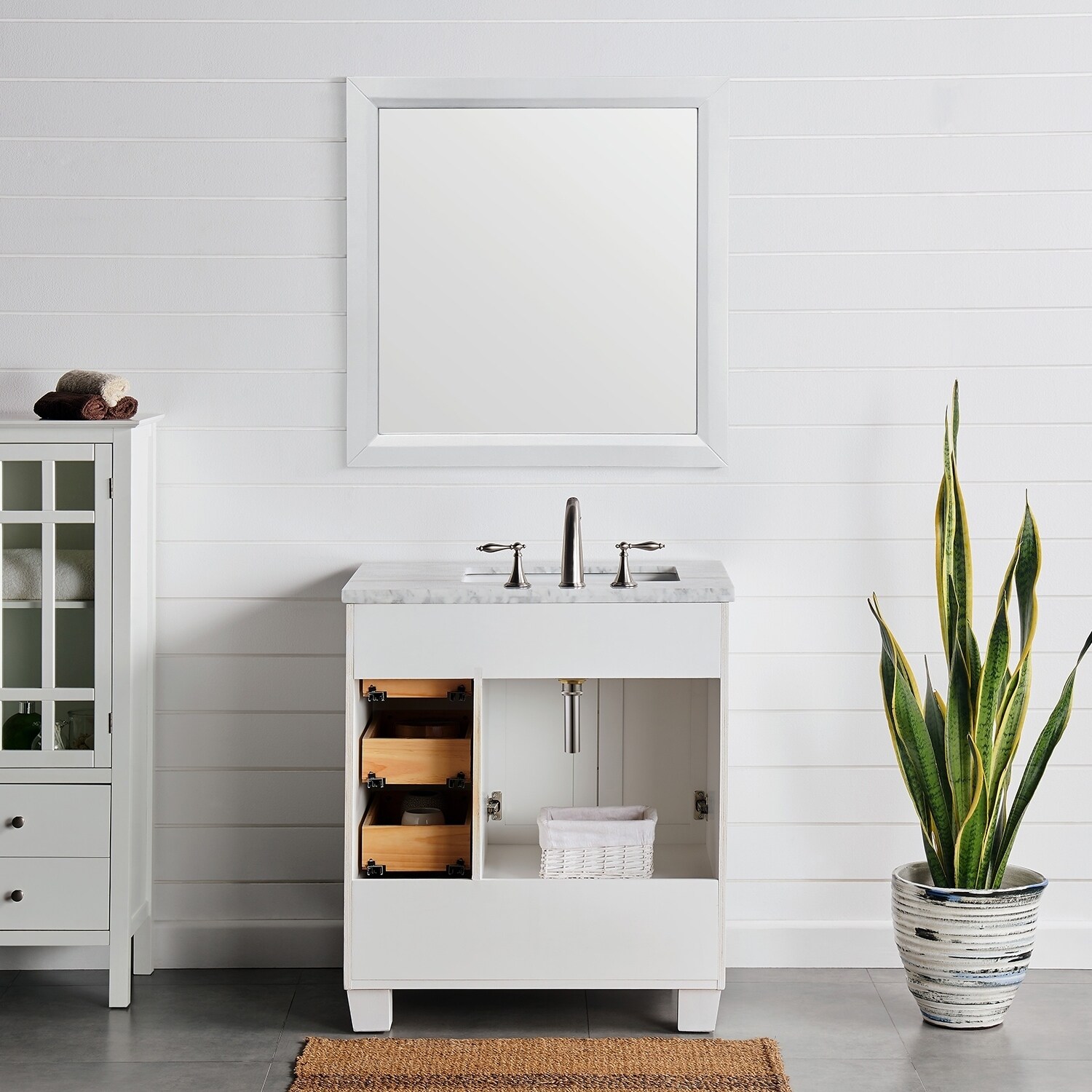 Shop Eviva Acclaim C 30 Inch Transitional White Bathroom Vanity