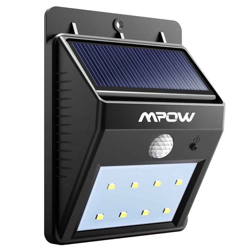 Mpow Solar Powered 8 LED Wireless Security Motion Sensor Outdoor Wall/ Garden Lamp