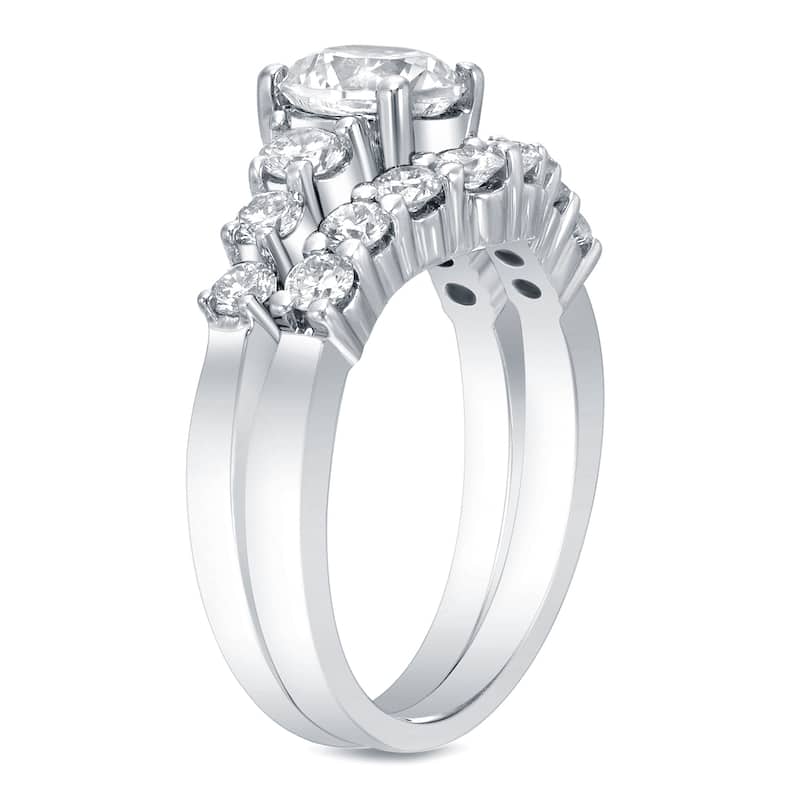 Auriya 14k Gold 3 carat TW Round Diamond Engagement Ring Set