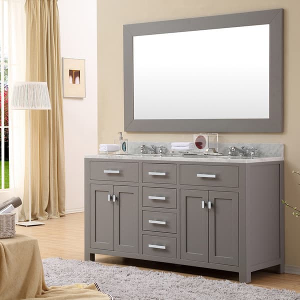 Salinas Bathroom 48W Double Vanity Set with Sinks, Medicine Cabinets and  Linen Tower