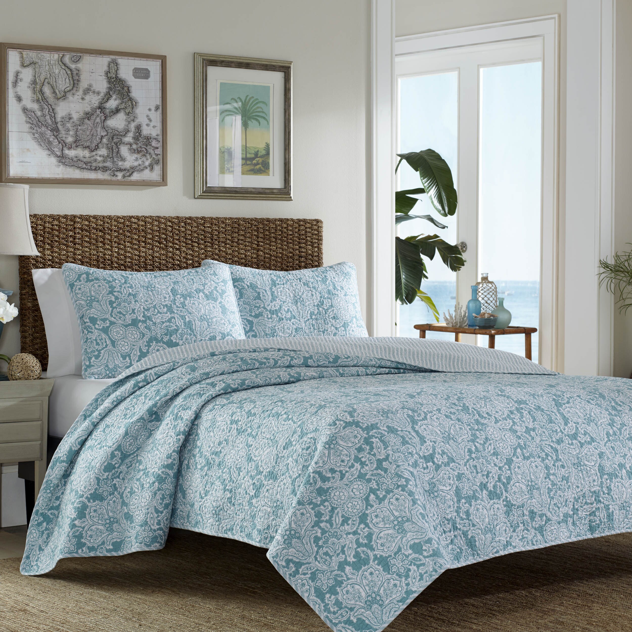 Tommy Bahama Cotton Quilt Set includes quilt and two standard shams ...