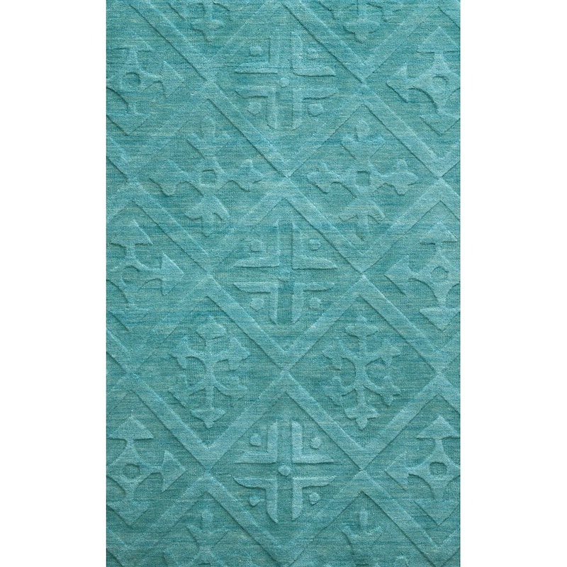 Rizzy Home Technique Collection Aqua Diamond Rug