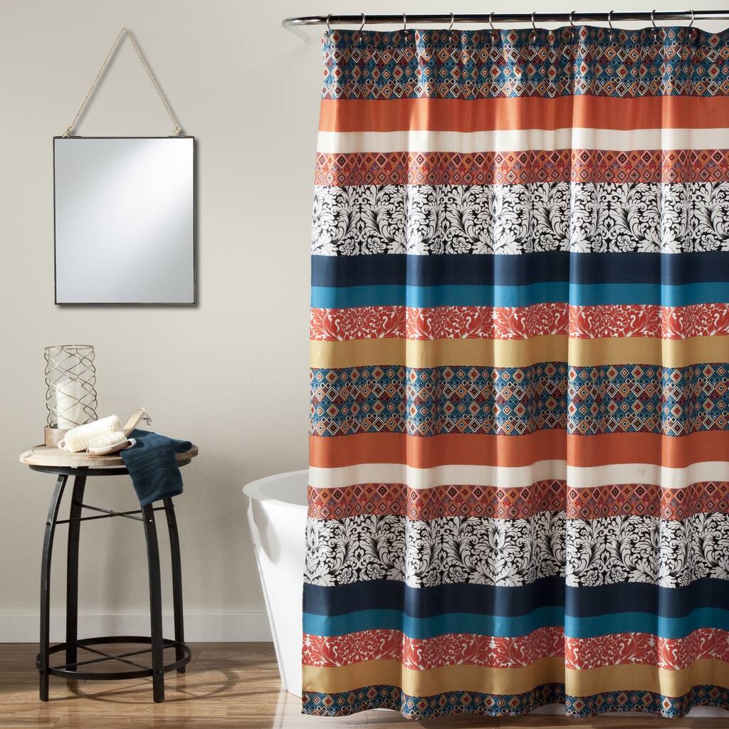 The Curated Nomad Lyon Boho Stripe Shower Curtain