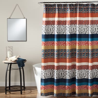 The Curated Nomad Lyon Boho Stripe Shower Curtain