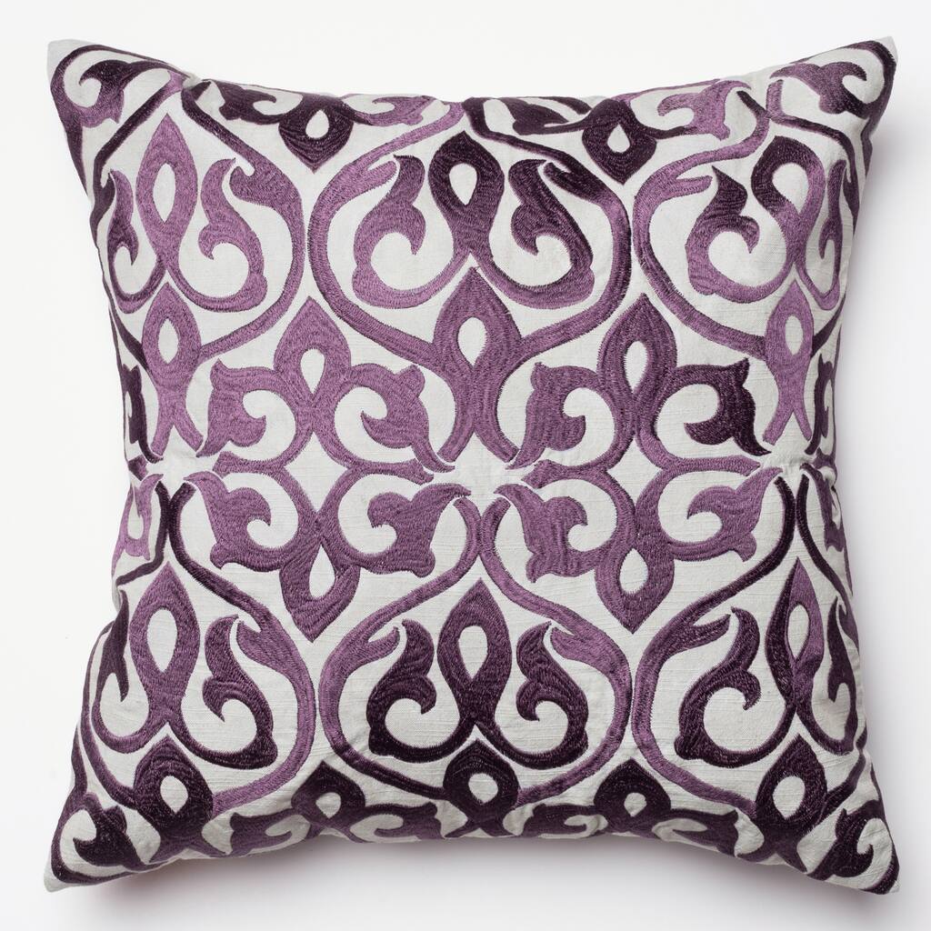 Adeline Grey/ Plum Ironwork Damask Throw Pillow or Pillow Cover