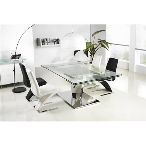 Diamond Collection Steel and Glass Dining Table by Casabianca Home - Silver