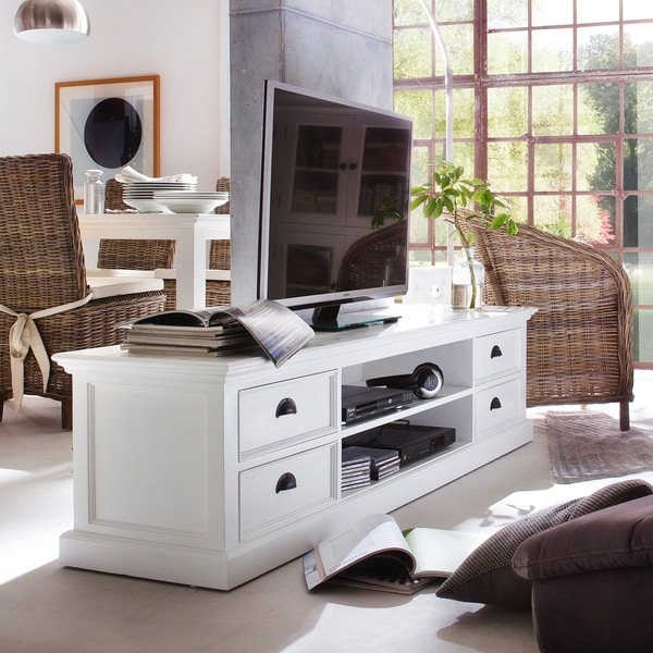 Havenside Home North Bend Mahogany Large Entertainment Center with 4 Drawers