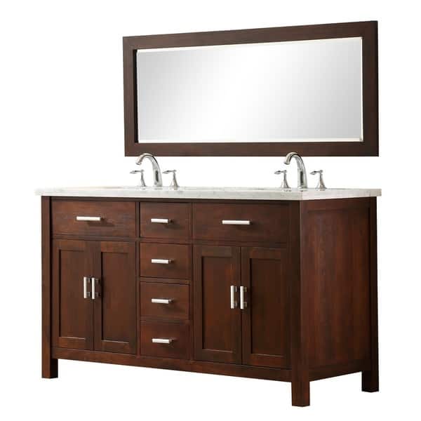 63inch Sutton Dark Brown Double bathroom Vanity Sink Console Set Bed