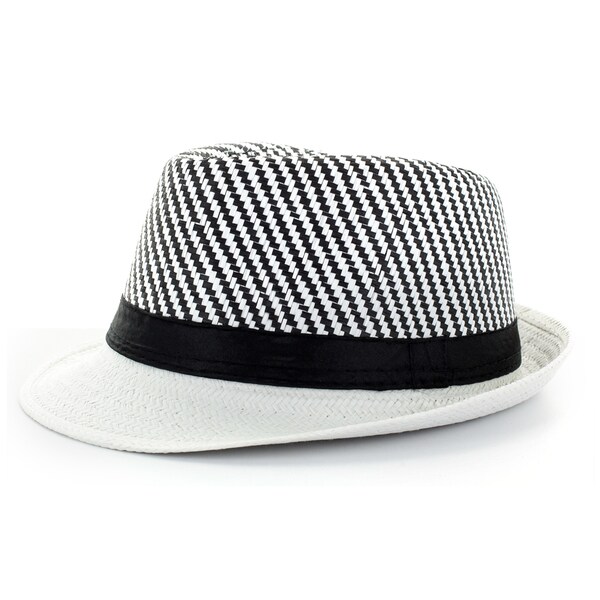 Shop Faddism Men's Black/ White Fashion Fedora Hat Free Shipping On