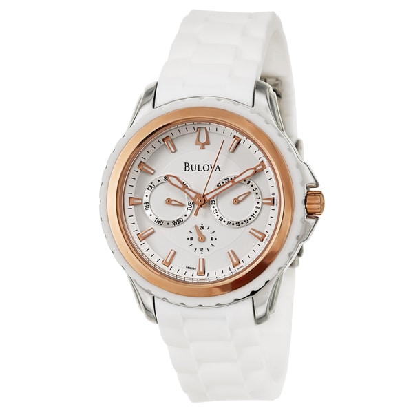 Bulova Women's 'Marine Star' Stainless Steel and Rose Gold Plated ...
