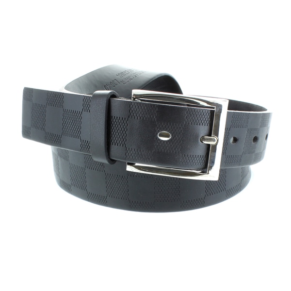 Faddism Men's 1.5-inch Genuine Leather Checker Pattern Belt - Free ...