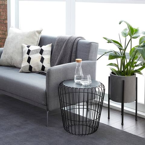 Round Black Wire Side Table
