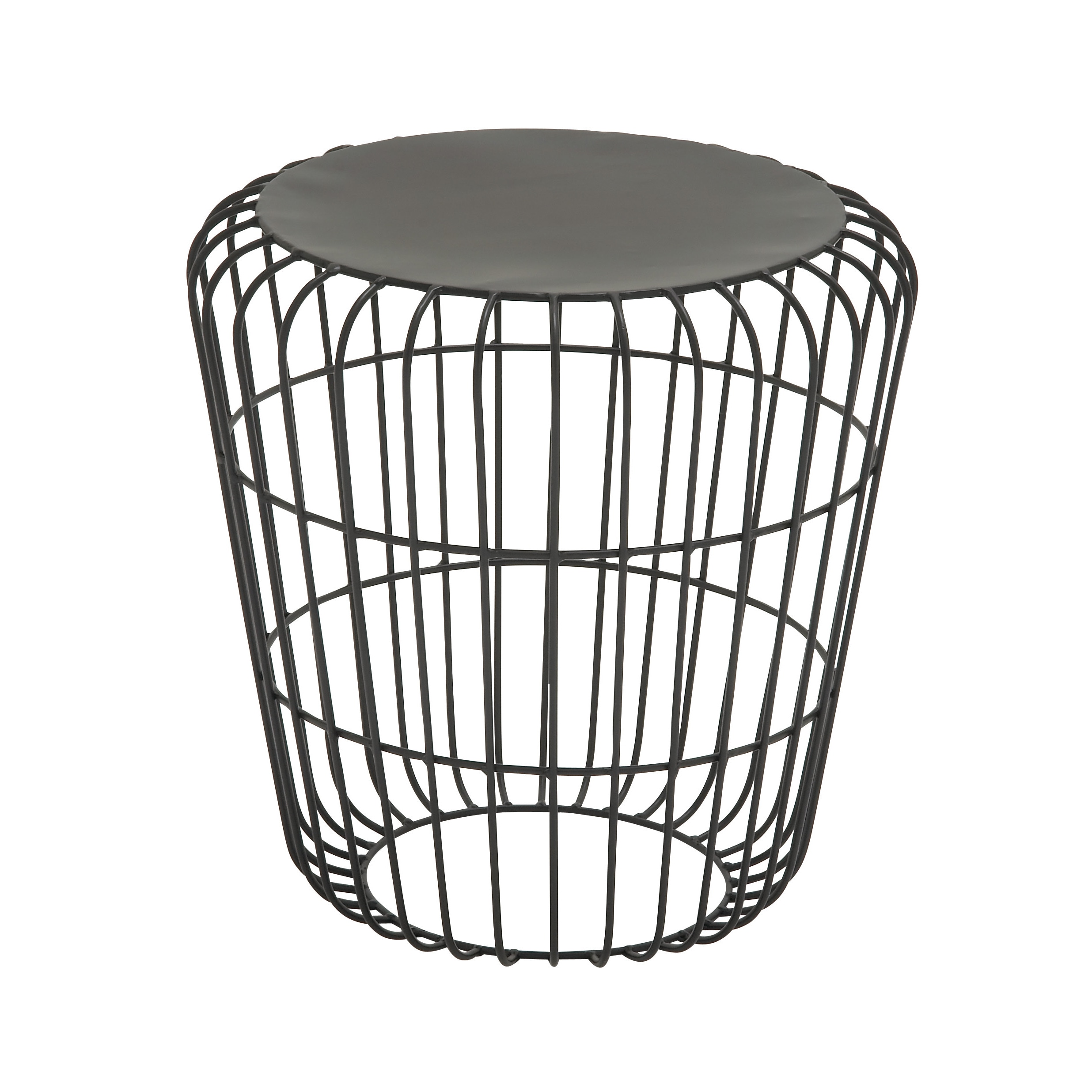 Modern End Side Table Heavy Duty Iron Wire Base Round Tabletop Black Modern End Side Table Heavy Duty Iron Wire Base Round Tabletop Black Finish