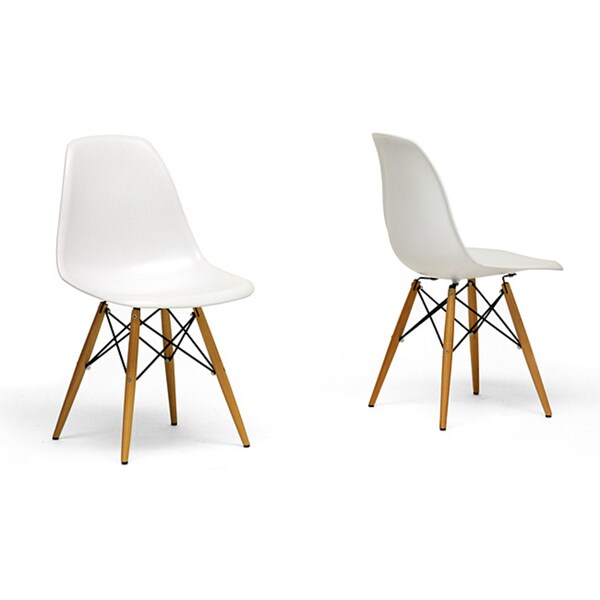 Wood Leg White Accent Chairs In White (Set of 2) (As Is Item) Free Shipping Today