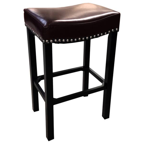 Tudor Backless 30" Stationary Barstool In Antique Brown leather With