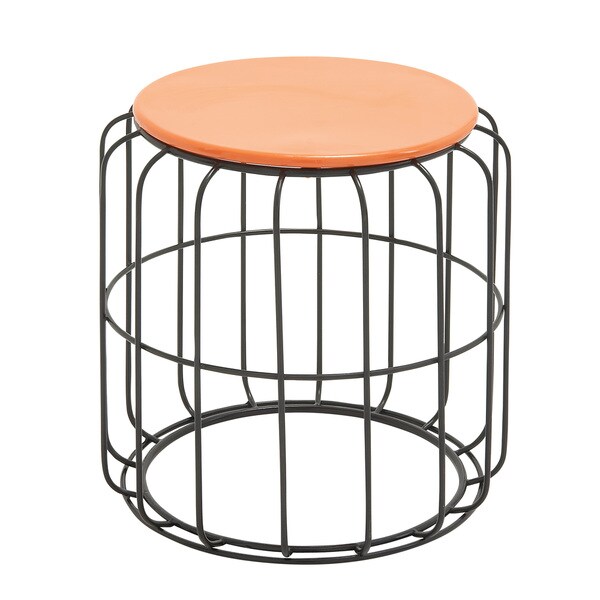 Round Wire Side Table Orange Top Free Shipping Today Round Wire Side Table Orange Top