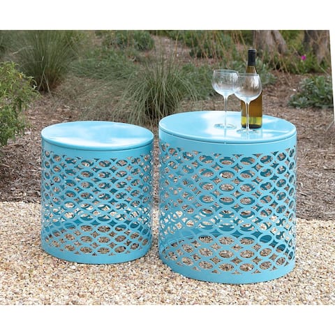 Teal Metal Side Tables (Set of 2)