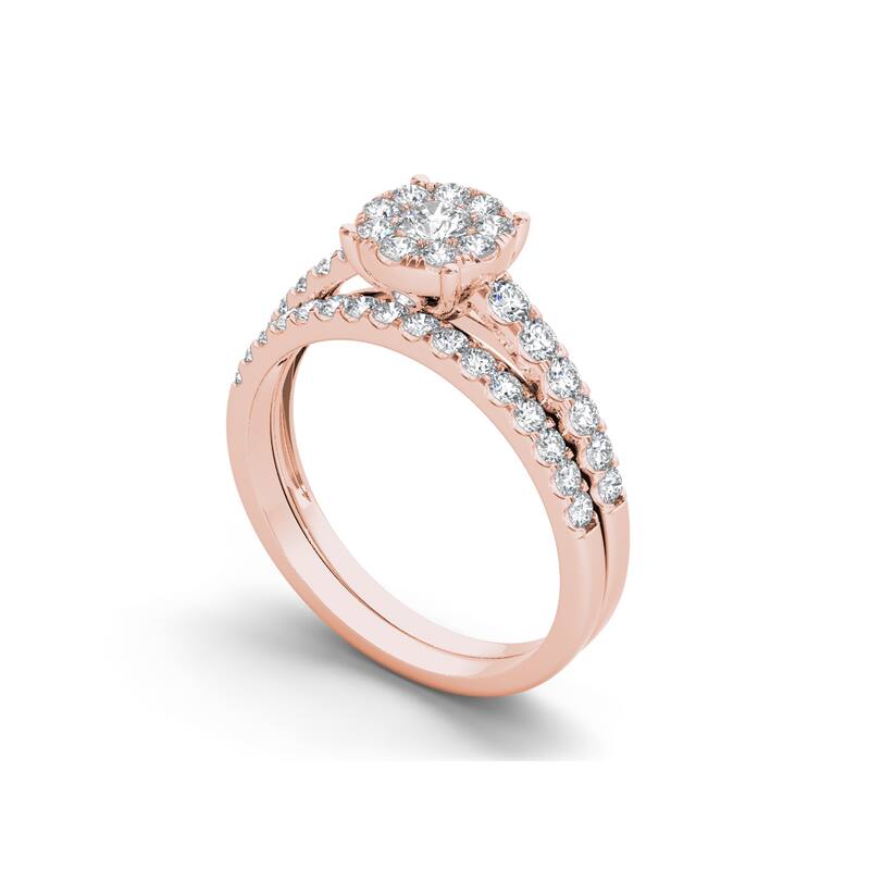 De Couer 10k Gold 1ct TDW Diamond Cluster Engagement Ring