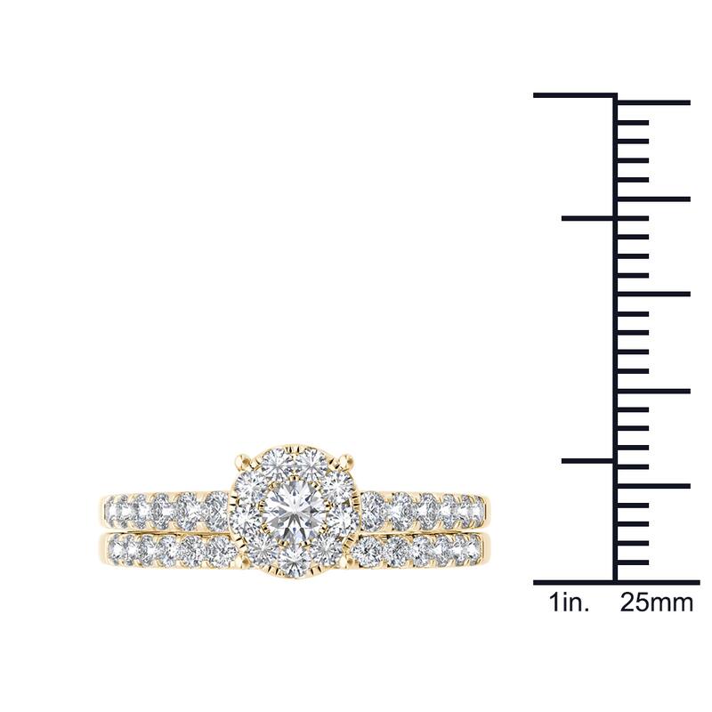 De Couer 10k Gold 1ct TDW Diamond Cluster Engagement Ring