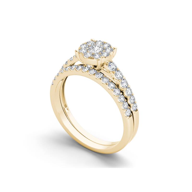 De Couer 10k Gold 1ct TDW Diamond Cluster Engagement Ring