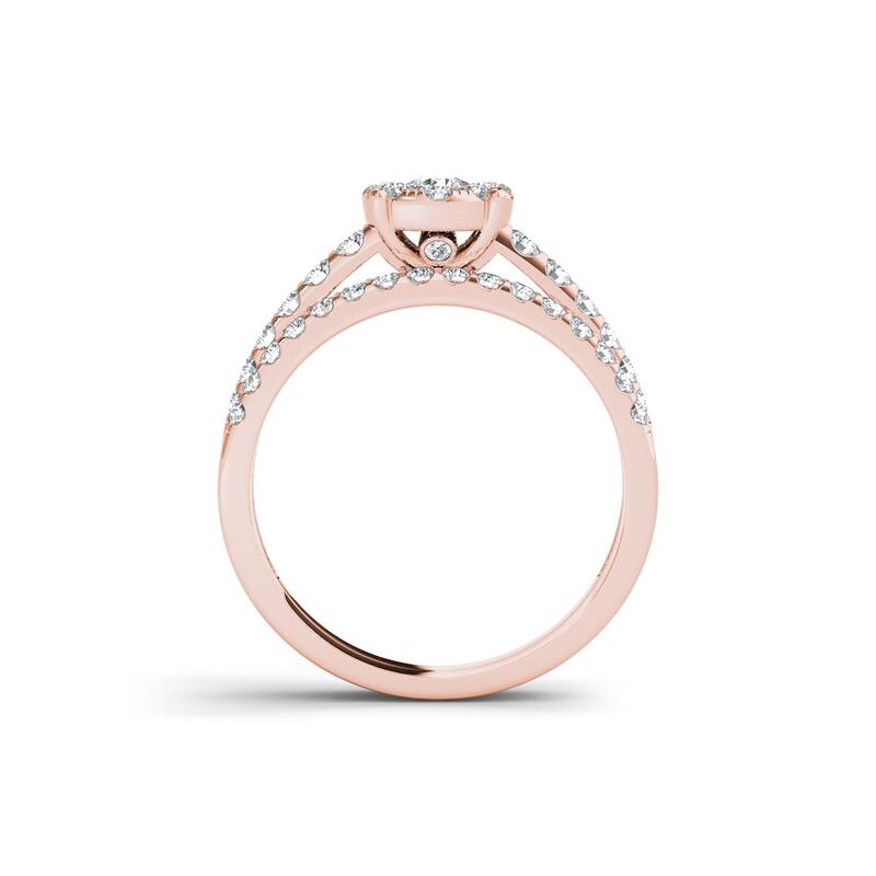 De Couer 10k Gold 1ct TDW Diamond Cluster Engagement Ring