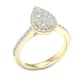 preview thumbnail 9 of 9, De Couer IGI Certified 10k Gold 3/4ct TDW Diamond Pear-Shaped Halo Engagement Ring
