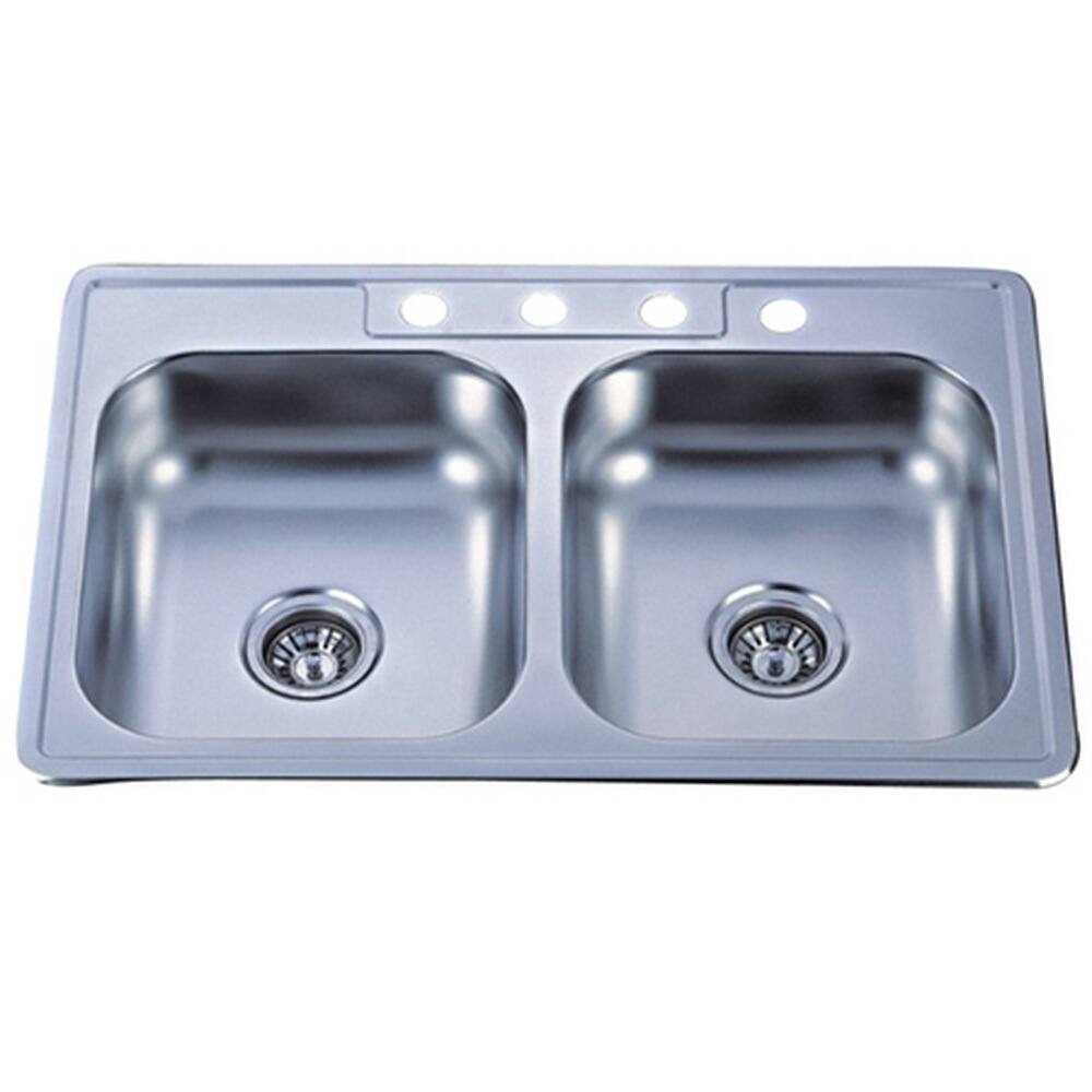 Double Bowl Self-rimming 33-inch Stainless Steel Kitchen Sink