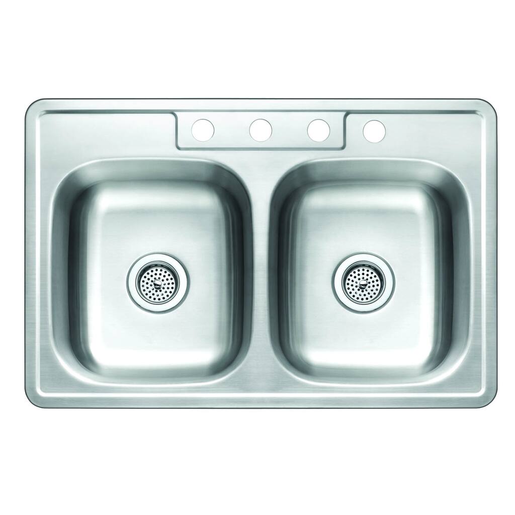 Double Bowl Self-rimming 33-inch Stainless Steel Kitchen Sink