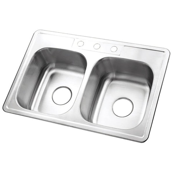 Double Bowl Self Rimming 33 Inch Stainless Steel Kitchen Sink