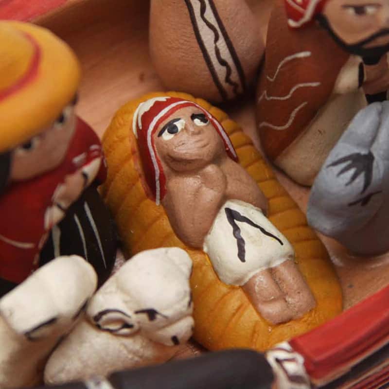 Handmade Ceramic 'Born in a Canoe' Nativity Scene (Peru)