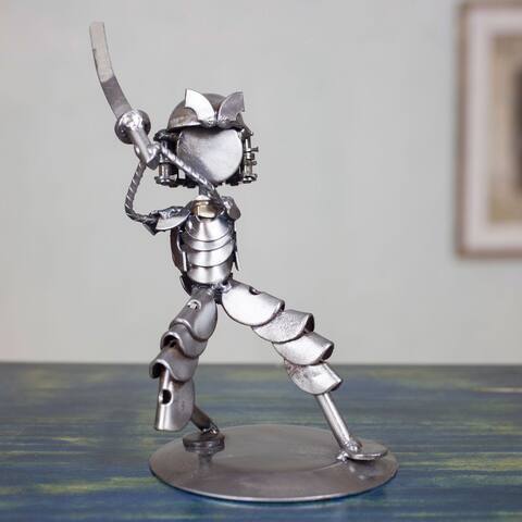 Handmade Recycled Metal 'Rustic Samurai II' Statuette (Mexico)