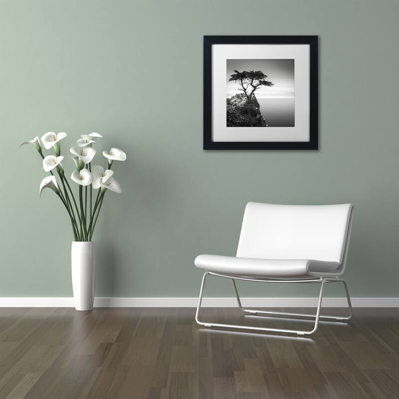 Dave MacVicar The Lone Cypress Matted Framed Wall Art - Black Frame White Matte