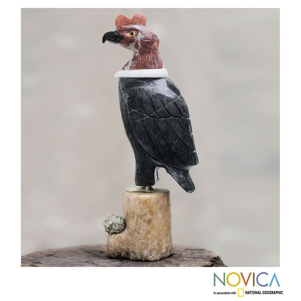 Handcrafted Multi-gemstone 'Andean Condor' Sculpture (Peru)